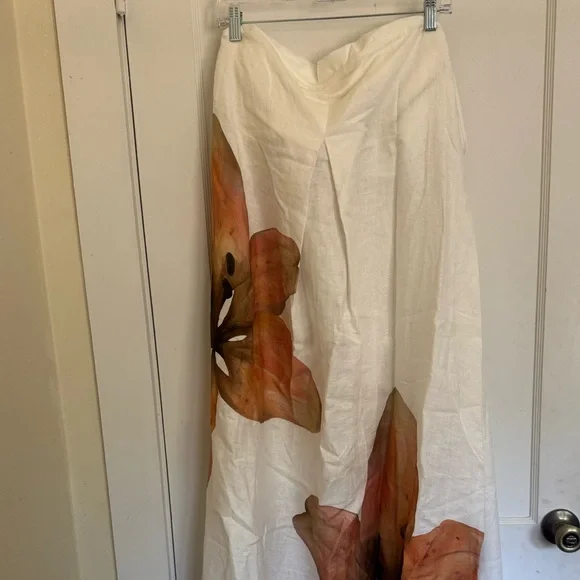 Anthropologie Strapless Floral Maxi Dress in White and Peach - Picture 3 of 4